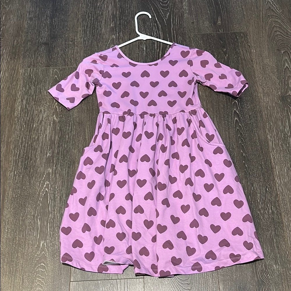 Hanna Andersson Pink Brown 3/4 Sleeve Scoop Neck Sundress